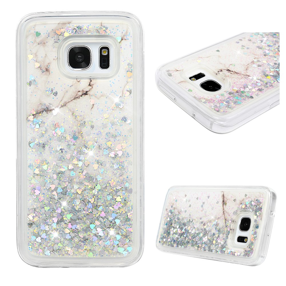 手机壳,大理石系列清澄闪光款闪耀爱心tpu防震三星 galaxy s7 手机壳